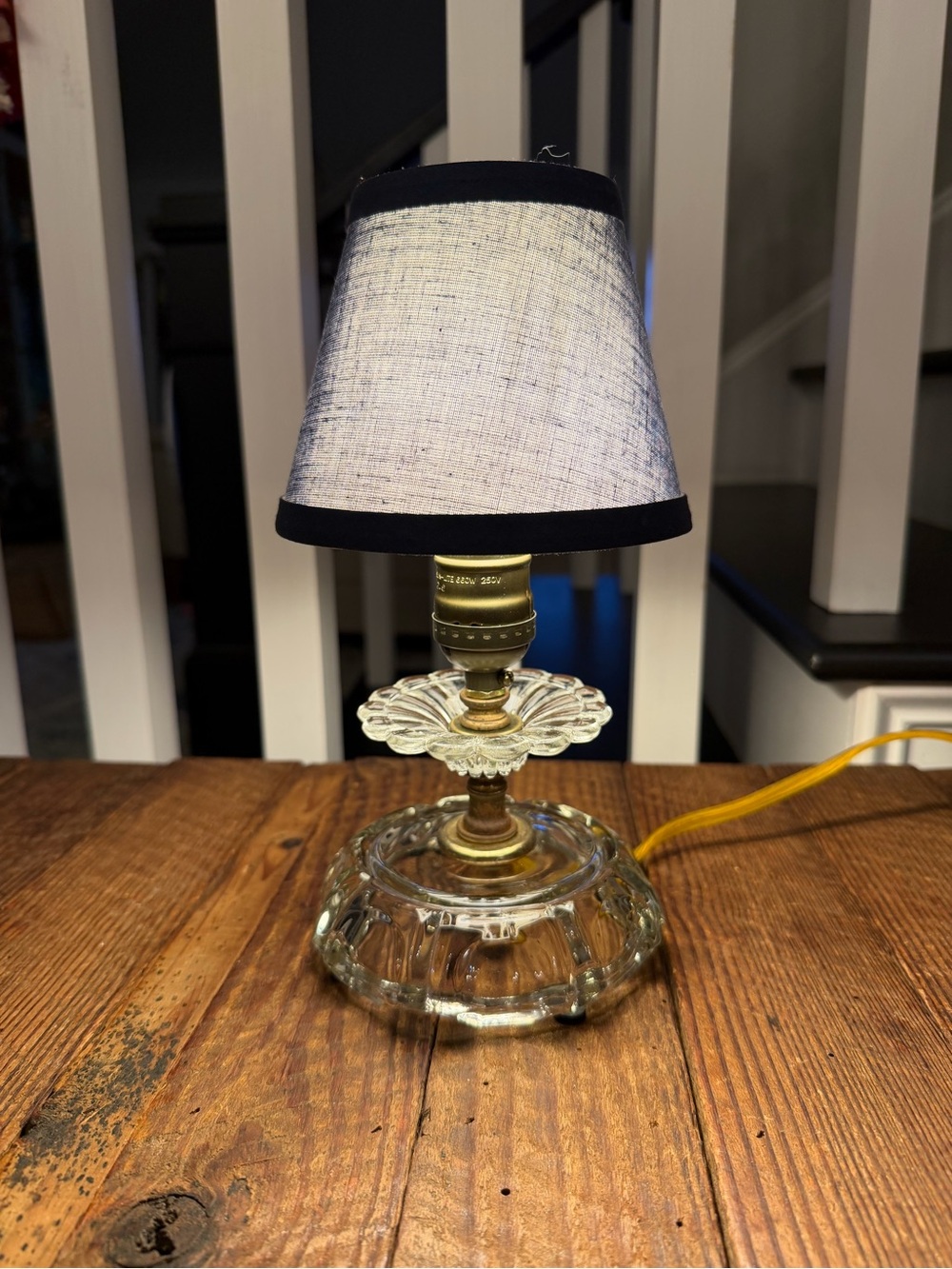Vintage Clear Glass Small Table Lamp with Shade